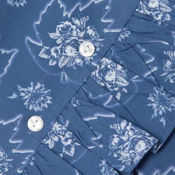 Batsheva Nora Blouse - Antique Blue Floral, Size 2 - Picture 6 of 8